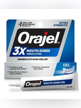 Orajel 3X Medicated for All Mouth Sores Gel with Benzocaine, Oral Pain Reliever